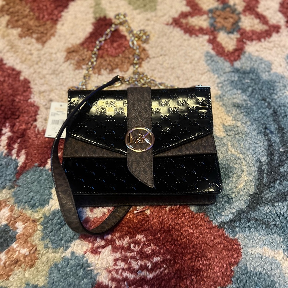 Michael Kors Black Mini Bag with Glossy Finish